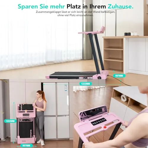 CITYSPORTS Laufband klappbar, LED und App (Pink) – Ansicht 5