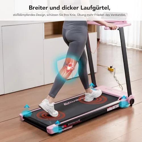 CITYSPORTS Laufband klappbar, LED und App (Pink) – Ansicht 6