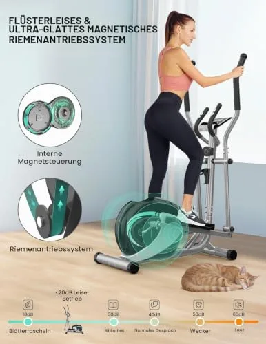THERUN Crosstrainer mit 16 Widerstandsstufen (Schwarz) – Ansicht 3