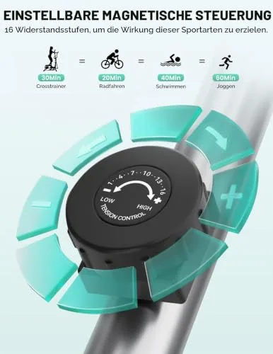 THERUN Crosstrainer mit 16 Widerstandsstufen (Schwarz) – Ansicht 4