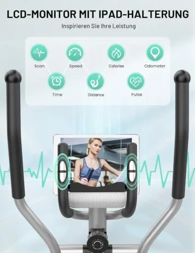 THERUN Crosstrainer mit 16 Widerstandsstufen (Schwarz) – Ansicht 5